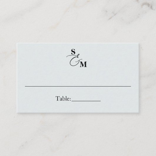 Carte De Placement Mariage Bleu Ampersand Monogramme Classique (Devant)