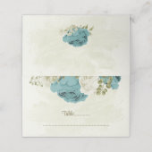 Carte De Placement mariage bleu blanc fleurs verdure (Extérieur déplié)