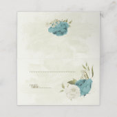 Carte De Placement mariage bleu blanc fleurs verdure (Extérieur déplié)