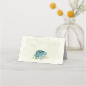 Carte De Placement mariage bleu blanc fleurs verdure (Dos)