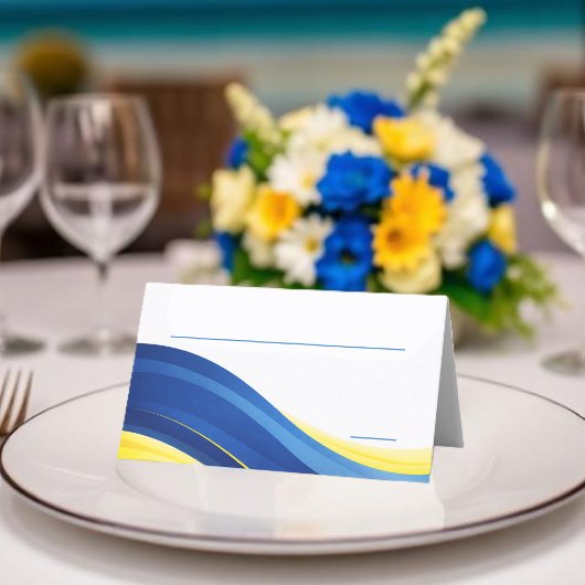 Carte De Placement Mariage Bleu Cobalt et Jaune