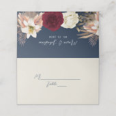 Carte De Placement Mariage bleu de la marine de Bourgogne (Extérieur déplié)