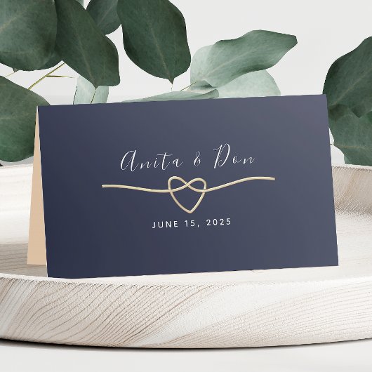 Carte De Placement Mariage bleu de marine romantique