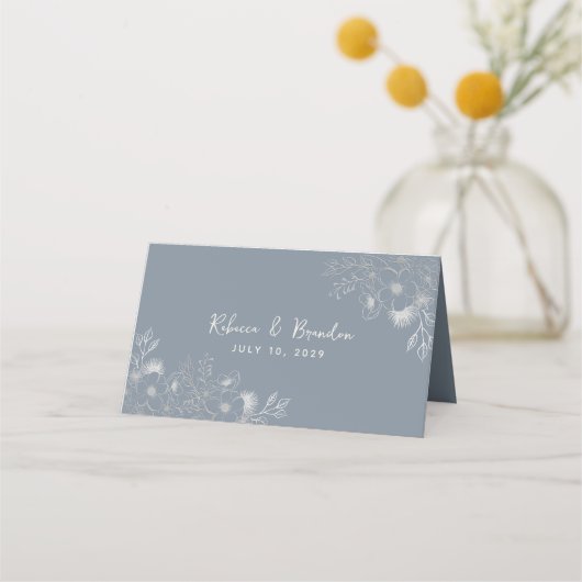 Carte De Placement Mariage bleu Dusty (Dos)