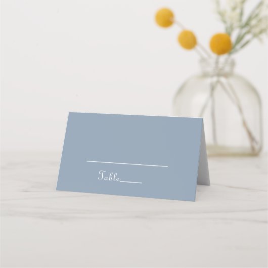 Carte De Placement Mariage bleu Dusty minimum formel (Devant)