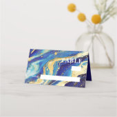 Carte De Placement Mariage bleu et or Abstrait de la Marine royale (Dos)