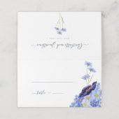 Carte De Placement Mariage bleu Fleur sauvage moderne (Extérieur déplié)