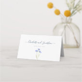 Carte De Placement Mariage bleu Fleur sauvage moderne (Dos)