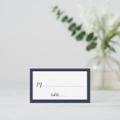 Carte De Placement Mariage bleu marine moderne (Debout devant)