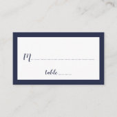 Carte De Placement Mariage bleu marine moderne (Devant)