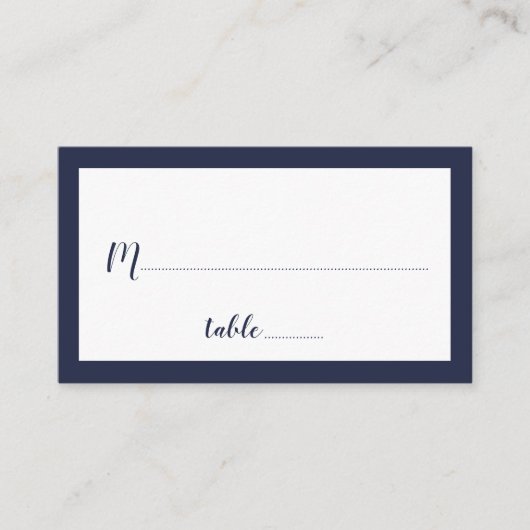 Carte De Placement Mariage bleu marine moderne (Devant)