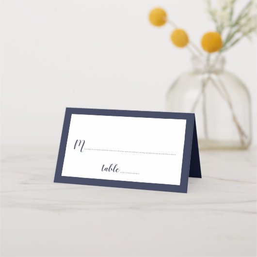 Carte De Placement Mariage bleu marine moderne (Devant)