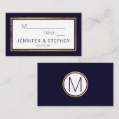 Carte De Placement Mariage bleu marine simple et moderne (Devant / Derrière)