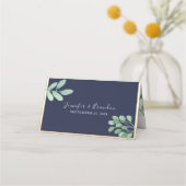 Carte De Placement Mariage Bleu Nuit Botanique (Dos)