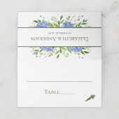 Carte De Placement Mariage Blue Hydrangeas (Extérieur déplié)