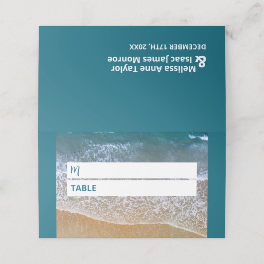 Carte De Placement Mariage Blue Sea Beach (Extérieur déplié)