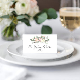 Carte De Placement Mariage Bohème avec Monogramme Floral Rose et Or