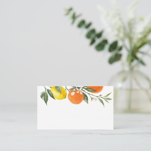 Carte De Placement Mariage Boho Botanique de citrons et d'oranges (Debout devant)