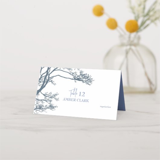 Carte De Placement Mariage Boho d'arbre simple bleu (Devant)
