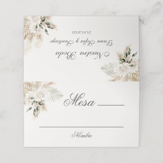 Carte De Placement Mariage Boho espagnol (Extérieur déplié)