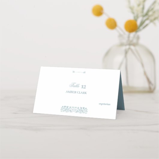 Carte De Placement Mariage Boho Fleur sauvage bleu (Devant)