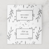 Carte De Placement Mariage Boho floral noir et blanc (Extérieur déplié)