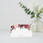 Carte De Placement Mariage boho rustique bordeaux aquarelle (Debout devant)