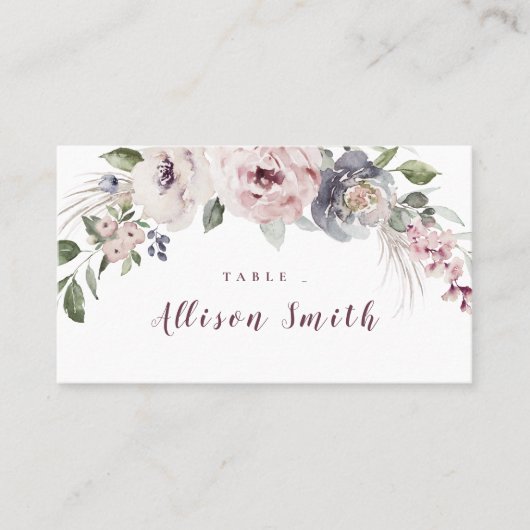 Carte De Placement Mariage boho rustique couleur rose pâle (Devant)