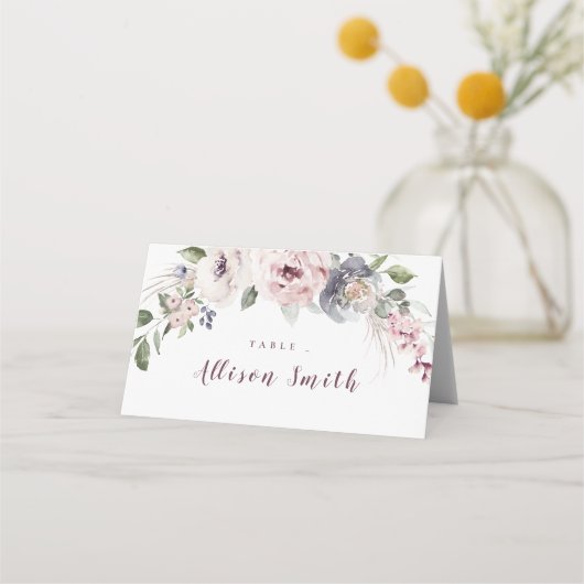 Carte De Placement Mariage boho rustique couleur rose pâle (Devant)