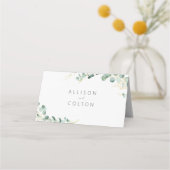 Carte De Placement Mariage boho rustique eucalyptus vert (Dos)
