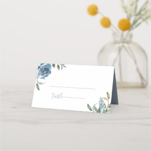 Carte De Placement Mariage botanique bleu Dusty