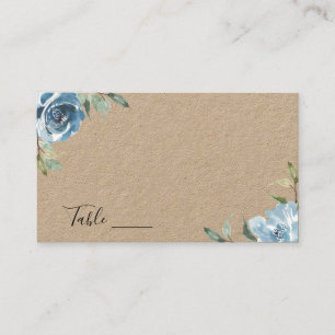 Carte De Placement Mariage botanique bleu Dusty