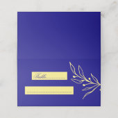Carte De Placement Mariage botanique bleu royal simple (Extérieur déplié)