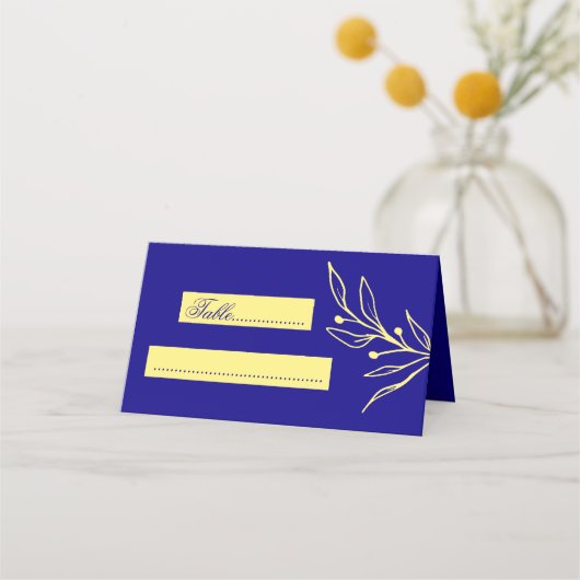 Carte De Placement Mariage botanique bleu royal simple (Devant)
