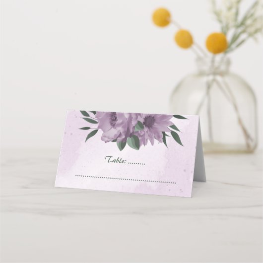 Carte De Placement mariage botanique de fleurs violettes (Devant)