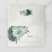 Carte De Placement mariage botanique des fleurs vert émeraude (Extérieur déplié)