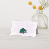 Carte De Placement mariage botanique des fleurs violettes vert émerau (Dos)