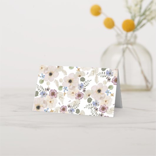 Carte De Placement Mariage botanique floral moderne (Dos)