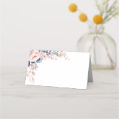Carte De Placement Mariage botanique floral rose et bleu (Dos)