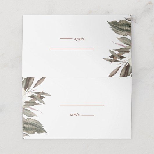 Carte De Placement Mariage botanique simple Numéro de table (Extérieur déplié)