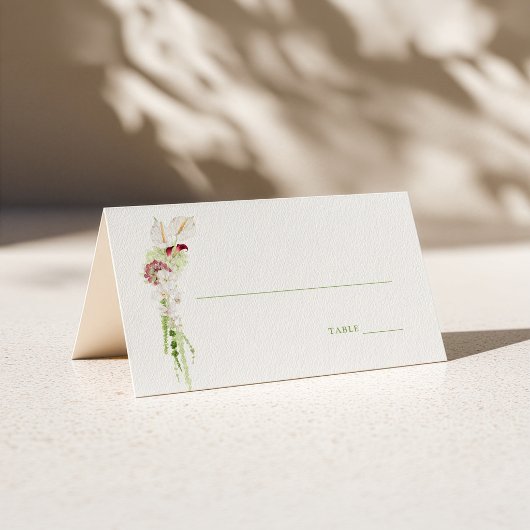 Carte De Placement Mariage Bouquet en Cascade d'Anthurium