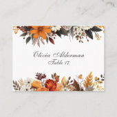 Carte De Placement Mariage Budget Floral de l'automne du coucher du s (Devant)