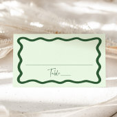 Carte De Placement Mariage Cadre Moderne Vert Ondulé