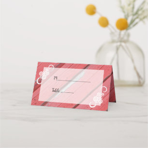 Carte De Placement Mariage campagnard en bois de grange rouge et fleu