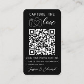 Carte De Placement Mariage Capture L'Amour Qr Code Photo Noir Blanc (Devant)