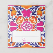 Carte De Placement Mariage carreaux de talavera mexicain rose orange (Extérieur déplié)