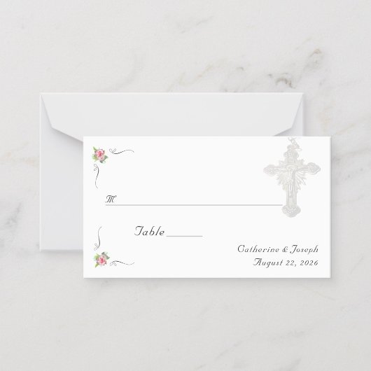 Carte De Placement Mariage catholique Rose nuptial
