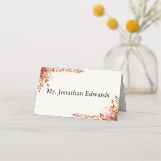 Carte De Placement Mariage Catholique Rouge et Or d'Automne