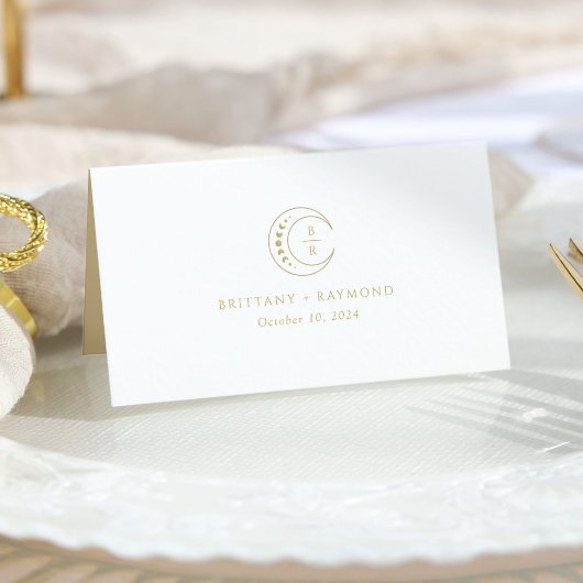 Carte De Placement Mariage céleste blanc or