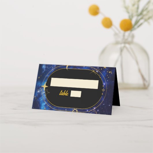 Carte De Placement Mariage céleste bleu élégant (Dos)